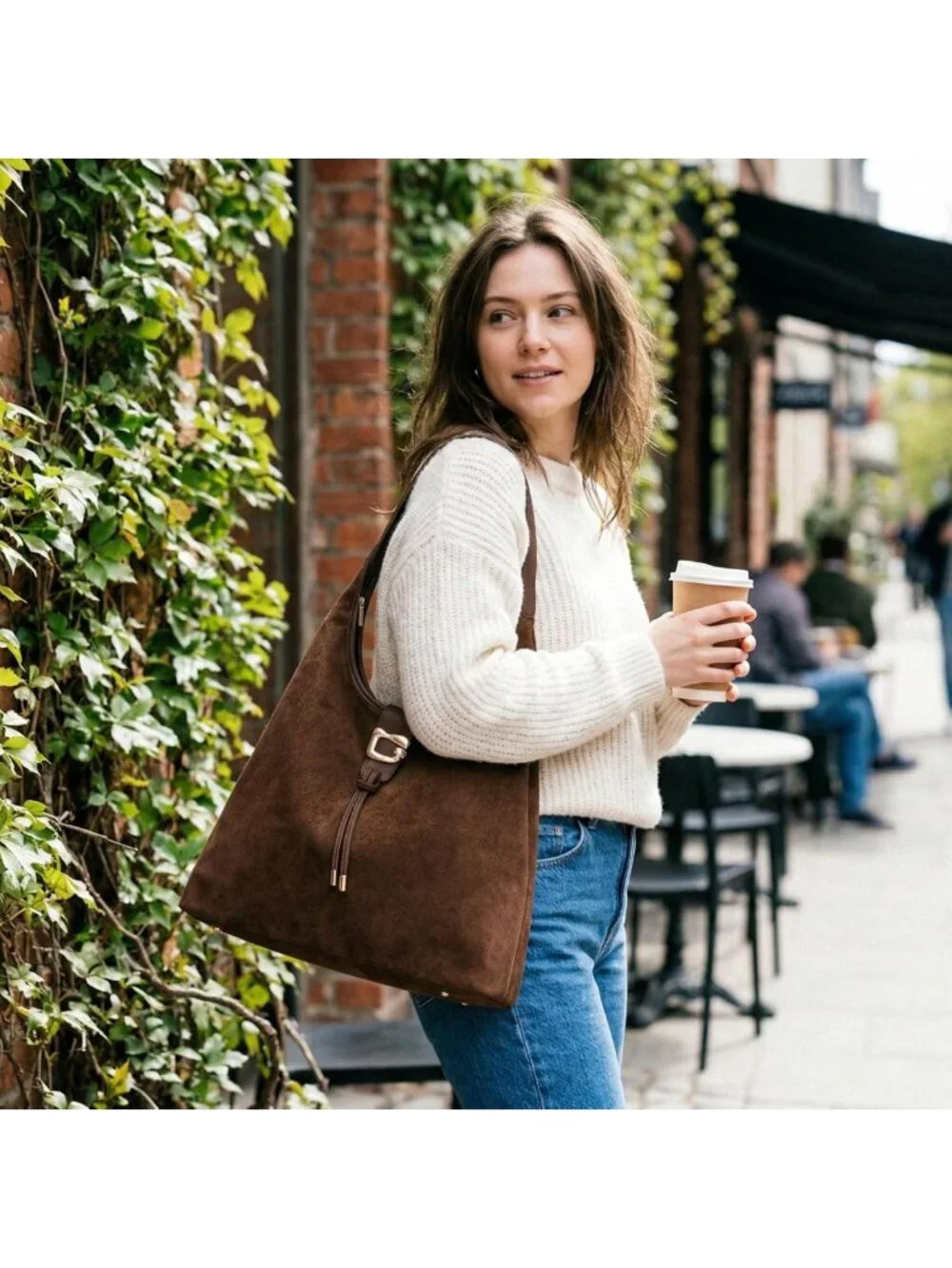 Large Slouchy Suede Hobo Bag for Women - Soft Faux Suede Tote with Zipper